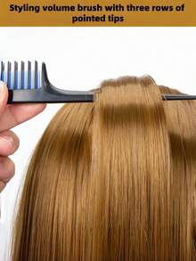 3 pezzi/2 pezzi/1 pezzo Pettine piatto a 3 strati con coda appuntita e design a 3 file di denti densi, pettine resistente al calore per acconciatura di capelli spessi e sottili, crea una struttura di capelli voluminosa e piena, pettine per colpi di luce, pettine con coda appuntita, pettine per acconciature di capelli lunghi, pettine per tintura dei capelli - Multicolore - Visualizzare 5