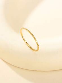 Intertwined Rhombus Pattern Thin Ring, 14K Gold Plated 304 Stainless Steel, Waterproof, Hypoallergenic, Non-Fading, Ins Style Delicate Stacking Thin Ring - Lengx - View 17