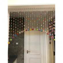 Crystal Beaded Curtain, Multicolor Hanging Door Decoration With Acrylic Balls, Rainbow String Room Divider - Clear Pink Blue Yellow Silver - View 1