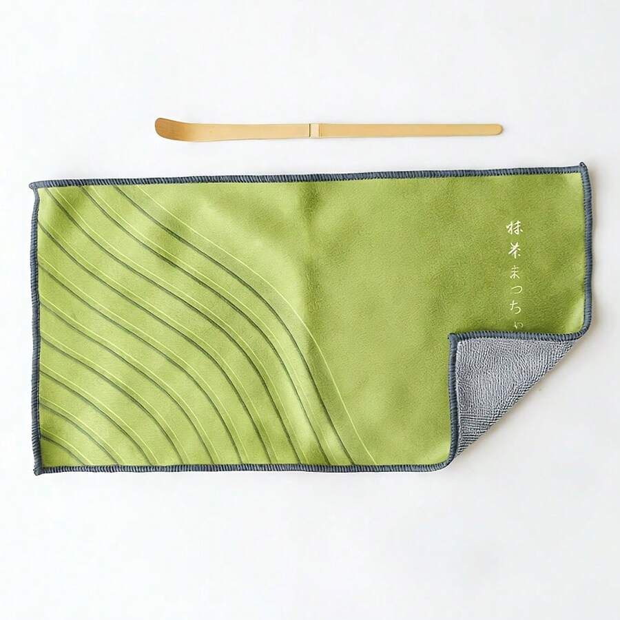 1pc Matcha Pattern Tea Towel, Japanese Tea Ceremony Tea Mat, Absorbent Teapot Nourishing Cloth, Tea Utensil Cleaning Cloth. - Multicolor - View 1