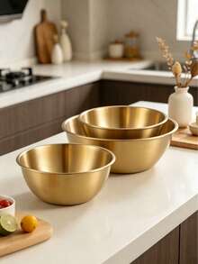(1pc/3pcs)Stainless Steel Rolled Rim Mixing Bowls, Multi-Size Stackable Kitchen Bowls For Baking, Mixing And Food Prep, Durable Cooking Storage Bowls, Ideal Kitchen Gadget, Christmas Gift - View 9