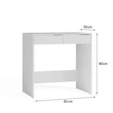 Rectangular Makeup Vanity Desk With Two Drawers, Crafted From Durable Particle Board. Available In Two Colors, This Multi-Purpose Table Works As A Computer Desk, Ideal For Organizing Skincare, Cosmetics And Stationery In Bedrooms And Apartments. - Multicolor - View 10
