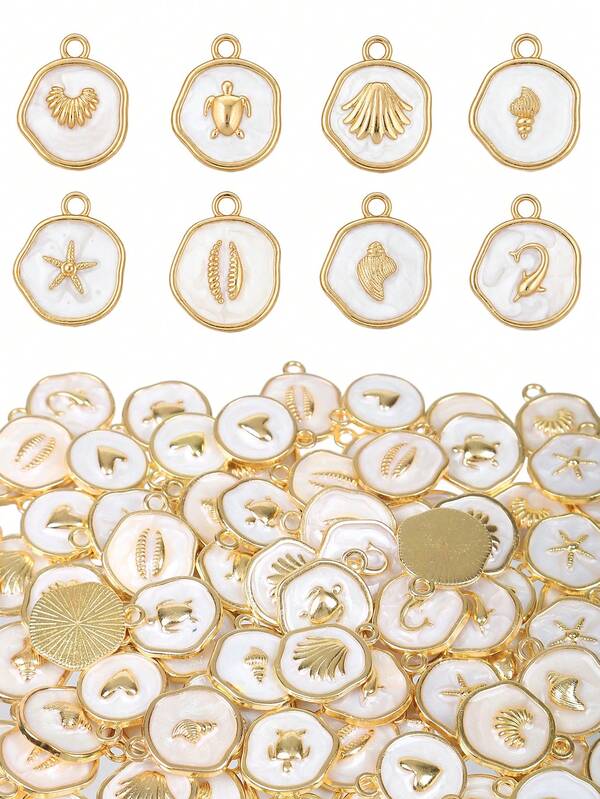 9/18pcs Sea Animal Charms For Jewelry Making Supplies, Ocean Beach Gold Pendant For DIY Bracelet Necklace Earring Craft Charm