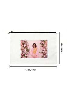 Customizable Canvas Bag With Personalized Photo Design, Foldable Large Capacity Travel Organizer Toiletry Bag, Monogrammed Makeup Pouch, Groomsmen Gift - Beige - View 6