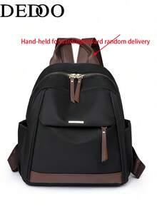 Dedoo Women's Backpack, Minimalist Solid Color, Zipper Multi-Pocket Design, Large Capacity Storage, Campus Commute, Back To School Students (Hand Carry Front/Back Random Shipment) - Black - View 8