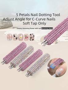 Full Rhinestone Nail Art Dotting Pen, Create Plum Blossom Pattern With One Stroke, Essential Nail Art Tool For Makeup Enthusiasts And Nail Art Beginners. - Multicolor - View 6