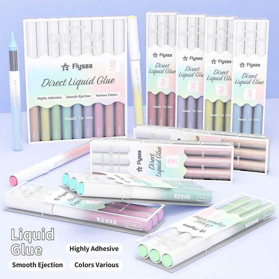 1pc Colorful Liquid Glue Pen, Multi-Functional Portable DIY Craft Envelope Photo Scrapbooking Quick Dry No Mess Glue Pen Tool - Colored Glue Pens - View 1