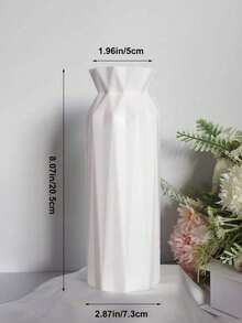1pc White Plastic Flower Vase, Floral Decorative Vase, Minimalist Summer Decor, Suitable For Living Room, Dining Table, TV Stand, Also Suitable For Living Room, Dining Table, Bedroom, Wedding, Modern Minimalist Tabletop Decoration - White 1pc - View 7