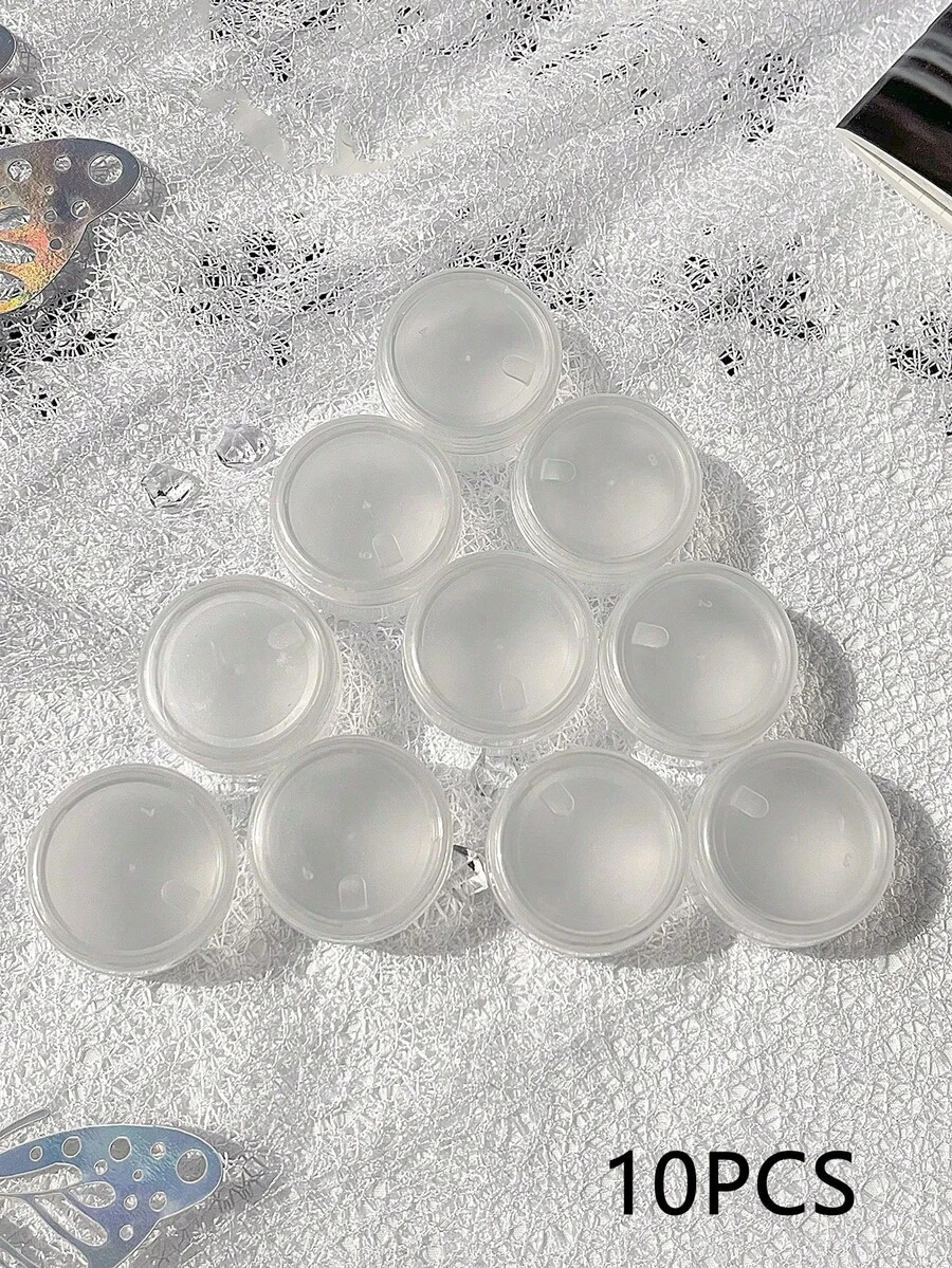 10件純色極簡旅行補充瓶,防漏旅行收納容器,乳霜與粉末分裝罐,化妝品收納容器 - 無色 - 查看 1