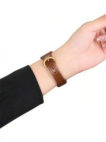 1件女款皮革錶帶，配馬蹄形扣，適用於華為智慧手錶/手環 Fit 1/Fit 2/Fit 3/Fit 4/Fit 4Pro/Fit 5/Fit 5Pro 腕帶 - 駝色 - 查看 4