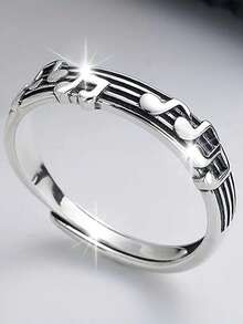 1pc Beautiful Musical Note Ring, Suitable For Women To Wear, Suitable For Wedding, Engagement, Anniversary Party, Valentine's Day Gift - 1# - View 1