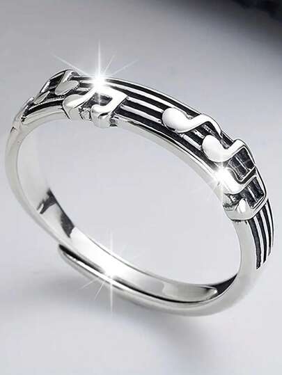1 pieza Anillo con nota musical hermoso, adecuado para que las mujeres lo usen, adecuado para boda, compromiso, fiesta de aniversario, regalo del Día de San Valentín