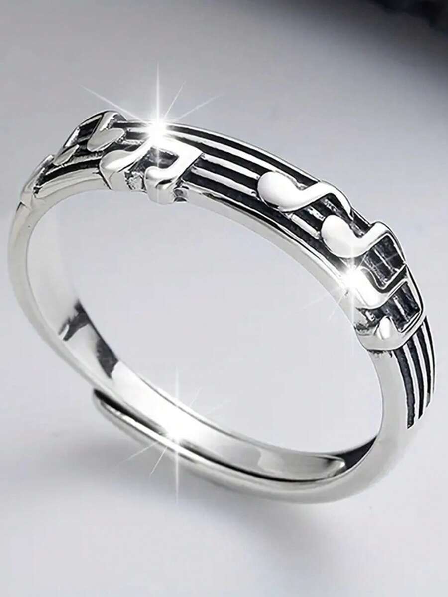 1pc Beautiful Musical Note Ring, Suitable For Women To Wear, Suitable For Wedding, Engagement, Anniversary Party, Valentine's Day Gift - 1# - View 1