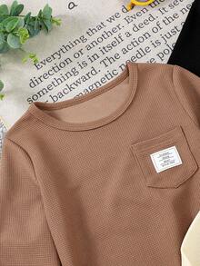 3pcs Kids Long Sleeve T-Shirts, Heavy Fabric With Textured Design And Pockets, Boys Casual Outerwear, Spring Autumn - Multicolor - View 3