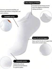 3 Pairs Outdoor Sports Low-Cut Breathable Shock-Absorbing Ankle Support Running Socks, Unisex - White - View 2