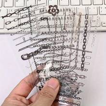6pcs Chain Pattern PET Waterproof Stickers, Transparent Index Tabs For Scrapbooking, Suitable For DIY Crafts, Notebooks And Party Activities, Multiple Styles Of DIY Decorative Stickers, Durable School Supplies - 6 Sheets - View 5