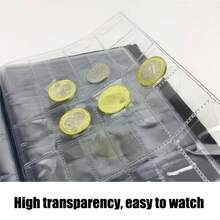 PU Material Coin Collection Album, 120 Pockets Artificial PU Leather Coin Storage Photo Album, Portable Transparent Inner Pages Coin Storage Book, Suitable For Collecting Coins And Commemorative Coins, Also Can Be Used As Birthday Gift, Commemorative Gift, Collection Gift, Holiday Gift - Multicolor - View 5