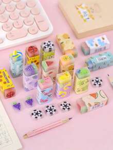 6pcs Sports Erasers, Basketball, Soccer And Volleyball Shaped, Suitable As Sports-Themed Birthday Party Or Back To School Gifts, First Day Of School - Multicolor - View 7