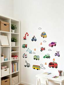 Baby Height Chart Wall Sticker With Construction Truck Growth Chart - Removable Children's Room Decor, Height Measurement Sticker Suitable For Nursery And Toddler Boys, Self-Adhesive Educational Car Theme Sticker - Multicolor - View 12