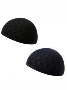 Men's Breathable Knitted Ramadan Kufi Cap, Black And White Geometric Pattern, Traditional Middle Eastern Headwear, Suitable For Ramadan And Cultural Celebrations - Multicolor - View 5