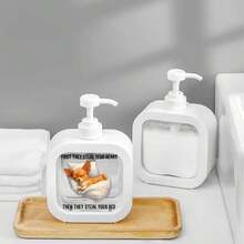 1pc Funny Chihuahua Print Press Soap Dispenser, Cute Sleeping Puppy Pattern With English Slogan, Bathroom Kitchen Hand Soap Lotion Dispenser Pump Bottle, Creative Gift For Pet Lovers - Multicolor - View 4