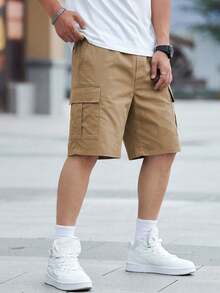 3pcs Teen Boys Casual Sports Personalized Pocket Bermuda Cargo Shorts Spring Summer Autumn - Black - View 5