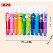 1pc Cute Giant Crayons, 12pcs Twistable Crayons Washable Crayons Silky Smooth Large Crayons For Coloring, Drawing - Multicolor - View 7