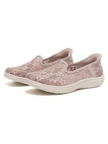 Skechers 女款休閒鞋 ON-THE-GO FLEX RADIANT 蕾絲網布走路鞋 舒適透氣輕量運動休閒鞋 138363-TPE - 灰褐色 - 查看 3