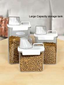 1pc Pet Food, Grain, Cat Litter Airtight Storage Container, Large Capacity, With Weighing Scale Lid, Handle, Multiple Sizes Available - A - View 1