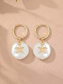1對夏季海星耳環，女性海灘度假風耳環，波希米亞風格飾品 - 彩色 - 查看 2