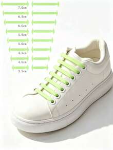 QKC 16pcs Fluorescent No-Tie Shoelaces, No Knotting, Fashionable, Elastic, Suitable For Sports Shoes, Stain-Resistant Easy To Clean, Lightweight, Suitable For Skateboard Shoes, Casual Wear - Blue-green Light - View 1