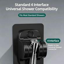 No-Drill Shower Head Holder Adjustable Multi-Position Universal Shower Head Base Fixer - Black - View 3