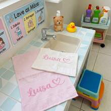 Toalha Lavabo Personalizadas com Nome Bordado - Branco - Visão 5