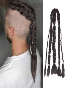 Hårextensions för män – 24 tum handvävda clip-in hästsvansförlängningar, perfekta för Halloween-vikingkostymer och renässanskrigar-accessoarer – finns i flera färger - Multifärgad - Visa 9