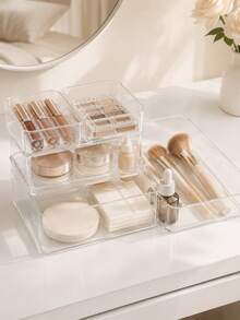 (2026 New Model)Clear Plastic Drawer Organizer Set, Transparent Plastic Modular Stackable Storage Trays For Makeup, Jewelry, Stationery, Bedroom Bathroom Office Drawer Organization, Back To School Dorm Room Essentials, Fall Home Storage - Multicolor - View 4