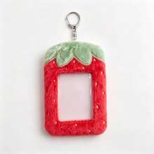 Strawberry Filled Photo Card Holder Keychain, Soft Fluffy 3-Inch Idol Photo Card Holder, Cute Pretty Photo Card Display Storage Bag Pendant, Suitable For Fans - Multicolor - View 2