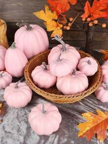 Realistic Pumpkin Decor, Halloween & Autumn Decoration, Artificial Pumpkin, Thanksgiving Table Centerpiece, Fireplace Mantle, Kitchen, Wedding, Friends Thanksgiving Party Home Decor - Pink Pumpkin - View 5