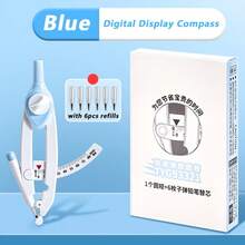 1件圓形繪圖工具，按鈕式設計，直徑範圍 0.39-5.12 英吋，附刻度與 6 個替換筆尖，返校季 - 套裝 - 查看 7