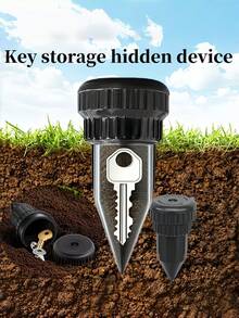 1件裝噴水器造型鑰匙隱藏盒，逼真防盜鑰匙收納盒，戶外花園庭院草坪防水鑰匙盒，可輕鬆插入花園草地，防水防腐蝕 - L - 查看 3