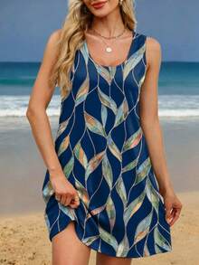 Women's Plus Size Solid Color Casual Vacation Style Sleeveless Dress With Pockets, Summer Elegant - Royal Blue - View 2