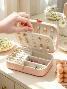 1pc Travel Jewelry Box, Snap Closure Jewelry Storage Box, Jewelry Collection Box, Ring Storage Box, Pendant Storage Box, Earring Storage Box, Necklace Storage Box, Suitable For Holiday Beach, Bathroom Storage, Bedroom Storage,Back To School - Multicolor - View 5