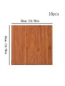 [3D Wood Grain Vinyl Wall Stickers] 20pcs 3D Wood Grain Vinyl Wall Panels - Removable & Waterproof Self-Adhesive Foam Wall Stickers - Easy Installation For Interior Decor In Various Shades - Wood Grain 20pcs - View 14