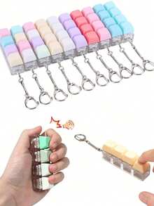4-Button Magic Cube Stress Relief Toy,Creative Keyboard Pendant Ornament,Keyboard-Shaped Adult Stress Relief Keychain,Focus And Relaxation Zipper Keychain,Suitable As Birthday Gift,Gothic Y2K Style Lanyard ID Card Holder,Classroom Reward,Bag Charms - Upgraded Version - View 6