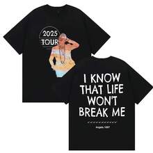 Tour 2025 Merch T-Shirt Herren Retro Hochwertige Mode T-Shirts Mann Lässiges Oversize Baumwoll-T-Shirt Streetwear - Weiss - Übersicht 1