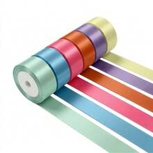 6 Rolls 25mm/10 Yards Full Color Holiday Party Decorative Satin Ribbon, Create Fresh Style + Rose Satin Shiny High Density Fabric, Suitable For Fresh Scene Decoration + Floral Arrangement + Handicraft + Gift Packaging Decoration - View 20