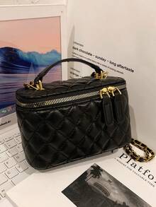 New Hand-Held Box Bag, Minimalist Style Shoulder Crossbody Bag - Black - View 6