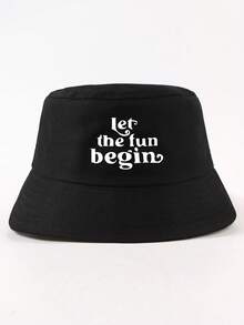 1件女款簡約休閒風印字字母「Let The Fun Begin」漁夫帽，戶外防曬，日常百搭 - Let the fun begin漁夫帽 - 查看 28