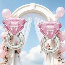 2pcs Large Pink Diamond Balloons - Giant Proposal And Wedding Party Decoration Balloons, Perfect For Bridal Shower, Anniversary, Valentine's Day And Photo Props - View 3