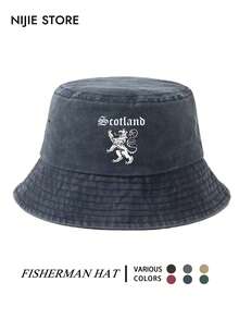 1pc Unisex Scottish Pattern Print Bucket Hat, Summer Sun Protection Sunshade Hat, Washed Print Streetwear - A - View 12
