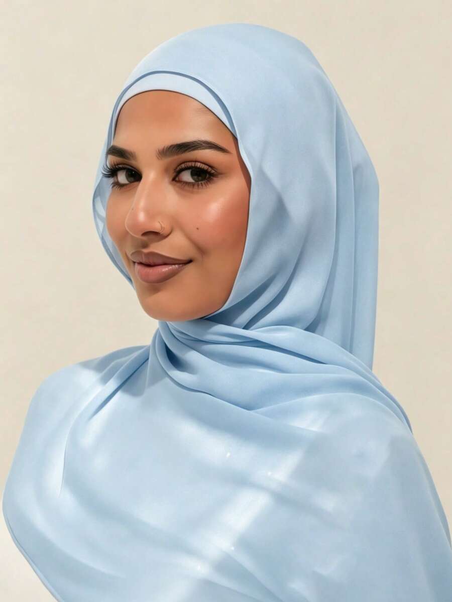 2pcs Modal Headscarf + Tube Hat Set, Minimalist Basic Solid Color Hijab Set, Premium Breathable Modal Jersey Hijab + 1pc Non-Slip Sweat-Absorbing Tube Underscarf, Economical And Practical For Daily Wear - Light Blue - View 1